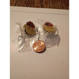 Lot 2 Vintage University Georgia Bulldogs Bulldog Head Enamel Pin Hat Lapel NCAA